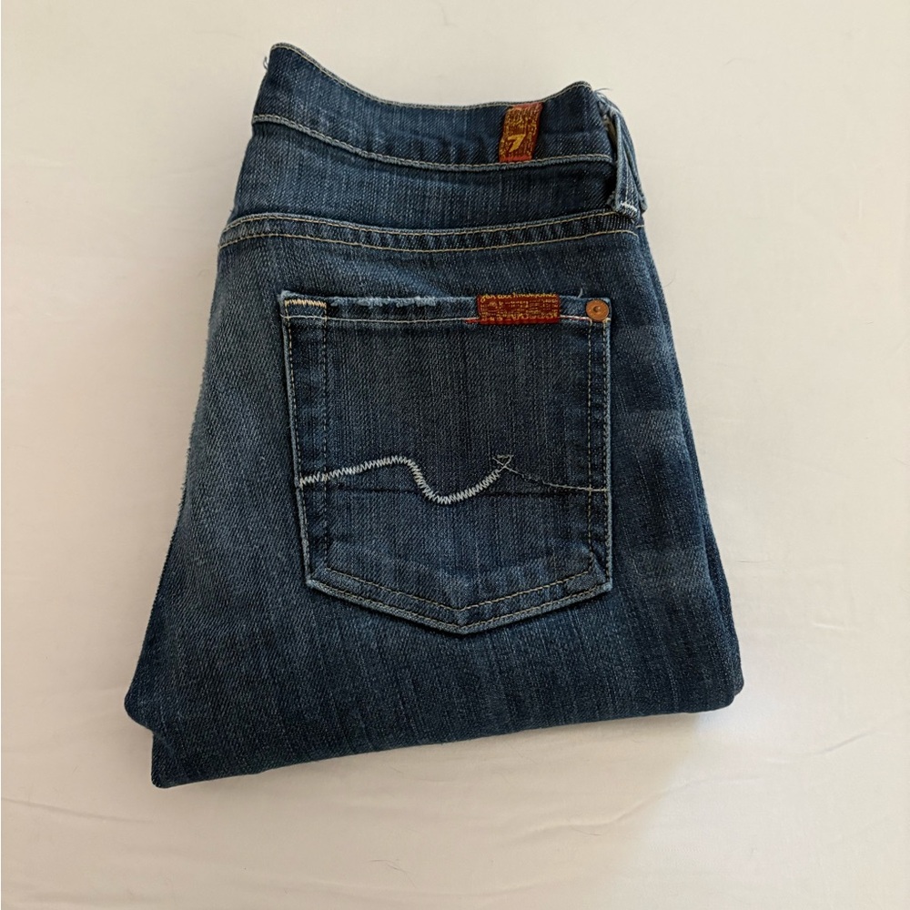 7 For All Mankind Dark Blue Straight Leg Jeans